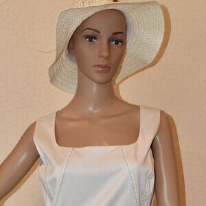 Collection by Pamela White Sleeveless, Square Neck, Shift, Satin Dress US M NWOT